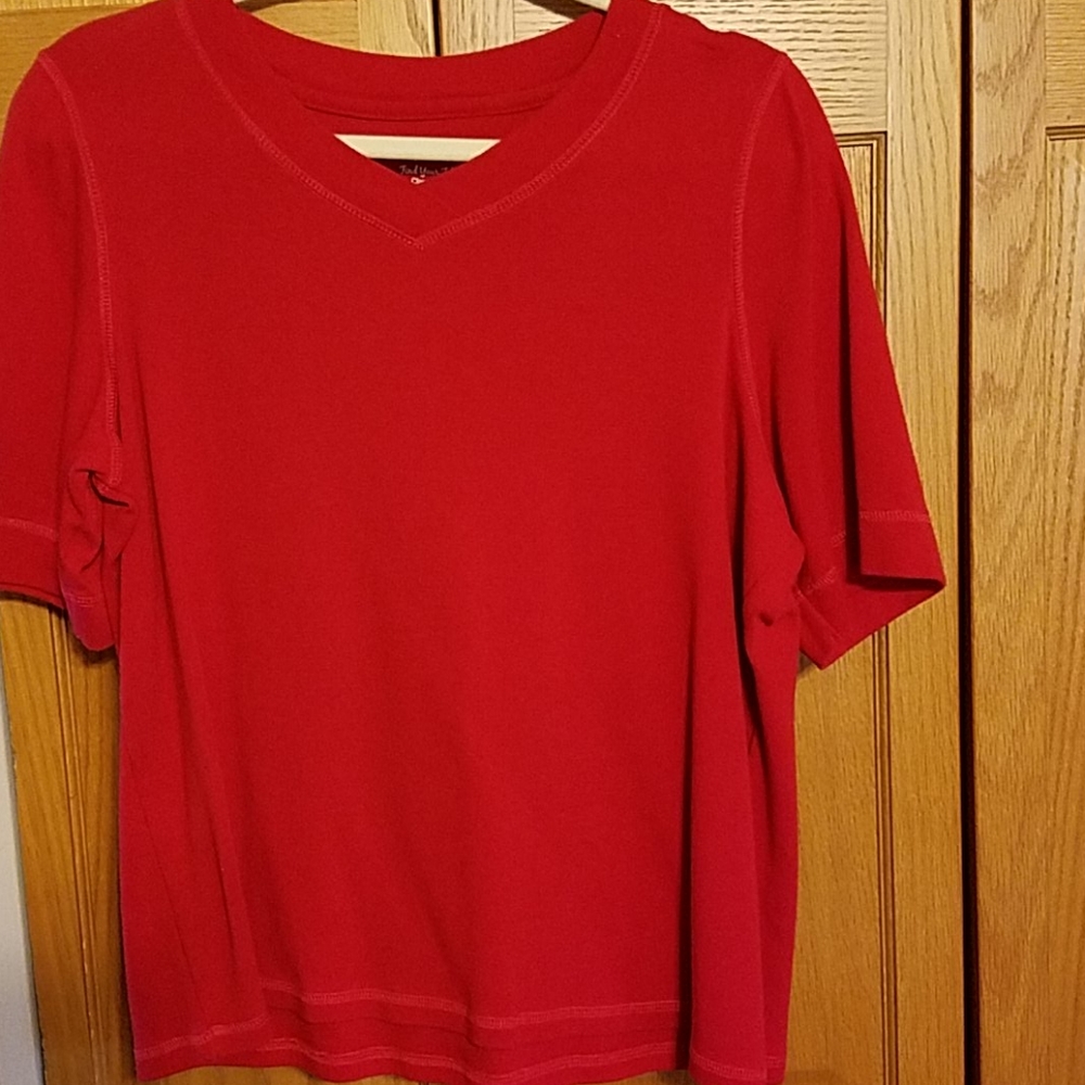 CJ Banks Red Short Sleeve Top Size X
